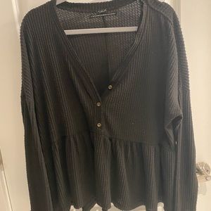 Urban outfitters oversized peplum waffle top